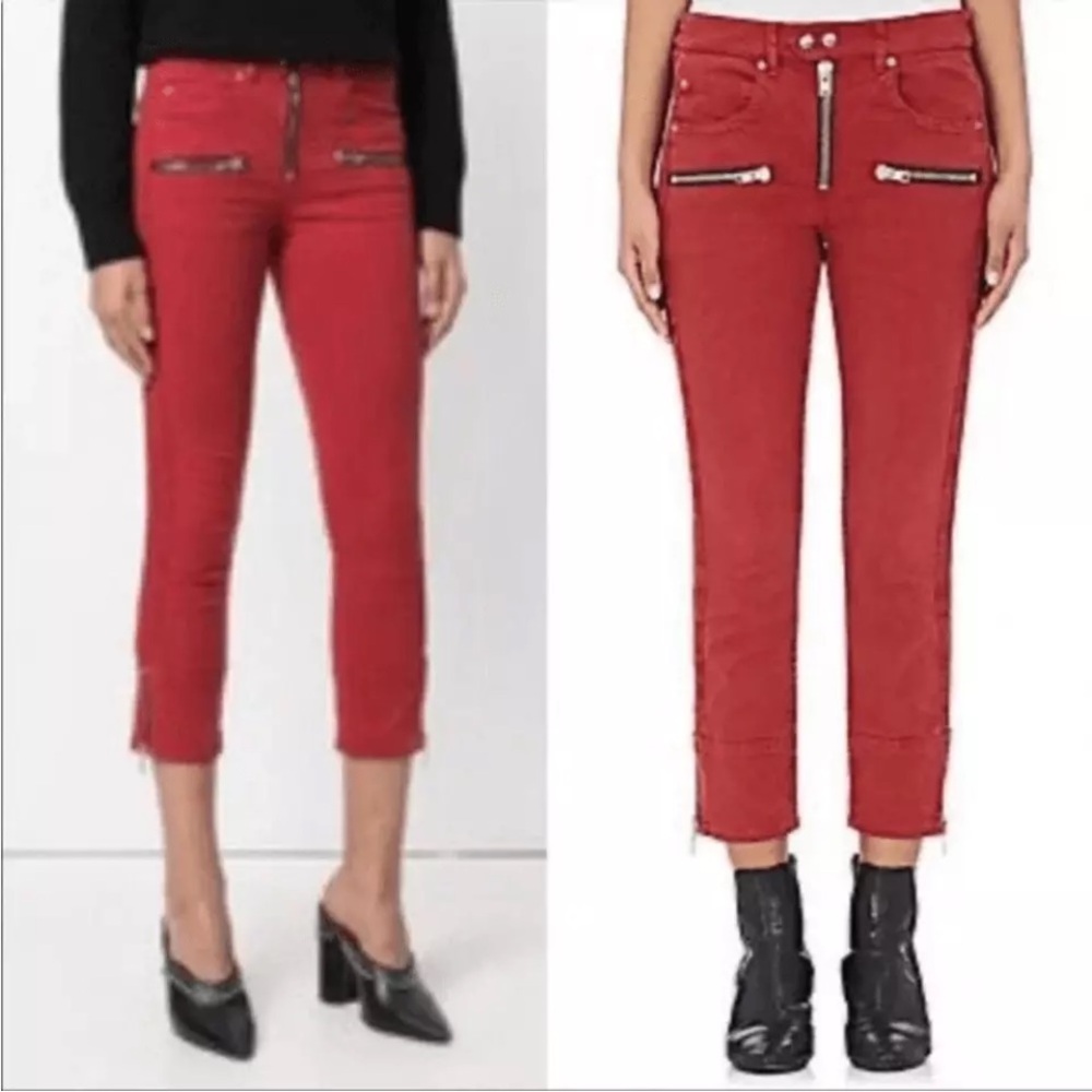 Isabel Marant Etoile Peolna biker skinny jeans cranberry 36 /4/6 slim cropped